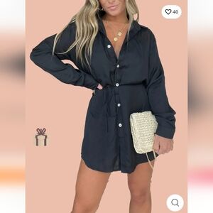 Black Button-Up Shirt Romper